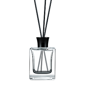 Прозорий скляний флакон для аромадифузору 50 мл "Victor" з чорною кришкою (флакон+кришка+пробка)