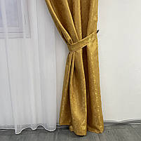 Штори жакардові "пісок" золотисті з білим шифоновим тюлем ALBO (SHTN-C33-9), фото 2