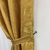 Штори жакардові "пісок" золотисті з білим шифоновим тюлем ALBO (SHTN-C33-9), фото 3