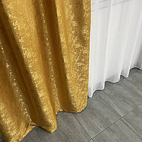 Штори жакардові "пісок" золотисті з білим шифоновим тюлем ALBO (SHTN-C33-9), фото 8