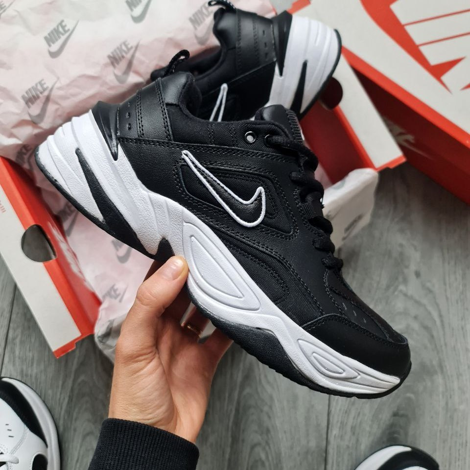 Чоловічі кросівки Nike M2K Tekno весна-осінь повсякденні (чорно-білі). Живе фото