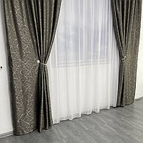 Штори Темно-коричневий льон з візирунком 150*270 см (SHTN-M17-8), фото 6