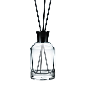 Прозорий скляний флакон для аромадифузору 100 мл "Panama" з чорною кришкою (флакон+кришка+пробка)