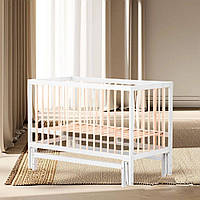 Дитяче ліжечко для новонародженого Колиска з висувною паличкою відкидним бортиком колір сірий натуральний