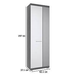 Шафа з висувною штангою Флорес 62.1 см сосна фігурна та білий глянець у вузький коридор