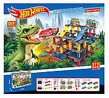 Автотрек Парковка Гараж Хот Вілс Hot Wheel, довжина 60 см, 3 металопластикові машинки, фото 3