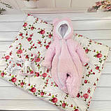 Демісезонний комплект Teddy для новонароджених, рожевий з квітковим принтом, фото 2