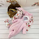 Демісезонний комплект Teddy для новонароджених, рожевий з квітковим принтом, фото 3