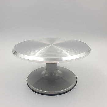 Крута підставка під торт (поворотний столик) залізна СІРА 30х13 см