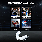 Капа для боксу зубів боксерська зубна силіконова спортивна Hechpro для боксерів біло-чорна HP-КАП1, фото 3