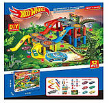Автотрек Парковка Гараж Хот Вілс Hot Wheel, довжина 68 см., 2 металопластикові машинки, фото 2