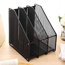 Лоток для документів Deli 9197, вертикальний, чорний, на 3 відділення, металевий, без передньої стінки, фото 4