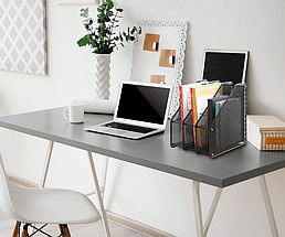 Лоток для документів Deli 9197, вертикальний, чорний, на 3 відділення, металевий, без передньої стінки, фото 5