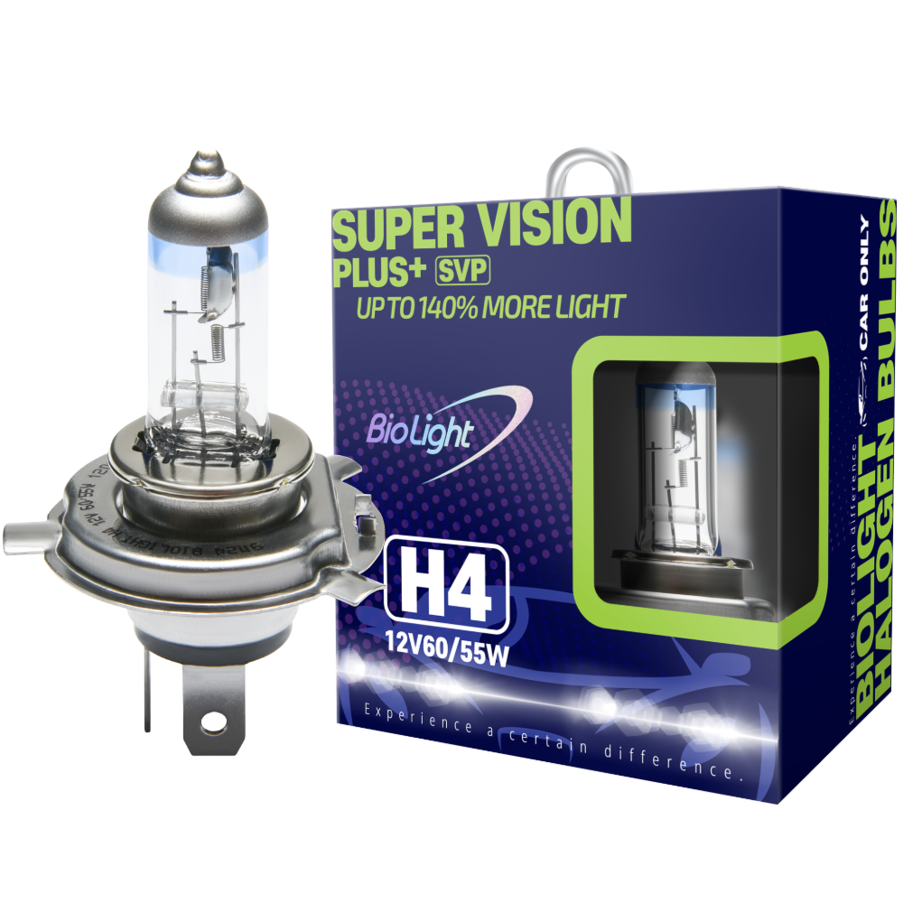 Галогенні лампи BioLight Fukurou H4 Super Vision Plus 140% 12V 60/55W, фото 1