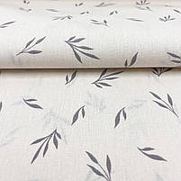 Турецька бавовняна тканина ранфорс "Сірі гілочки на молочному" 240 см, фото 2