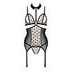 Корсет з відкритими грудьми Passion DOMINICA CORSET XXL/XXXL beige, пажі для панчіх, стрінги, фото 3
