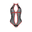 Сітчасте боді з мереживом на грудях Passion SATARA BODY L/XL red, фото 3