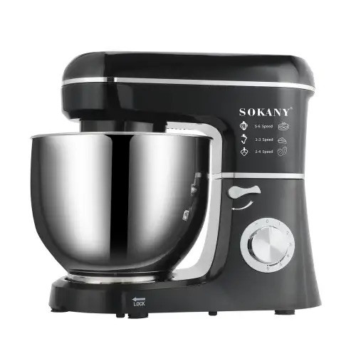 Стаціонарний міксер тістоміс Sokany SK-275 з металевою чашею планетарне обертання 8л 1800Вт Чорний