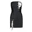 Мінісукня з екошкіри Passion CELINE CHEMISE 6XL/7XL, black, шнурівка, трусики в комплекті, фото 3