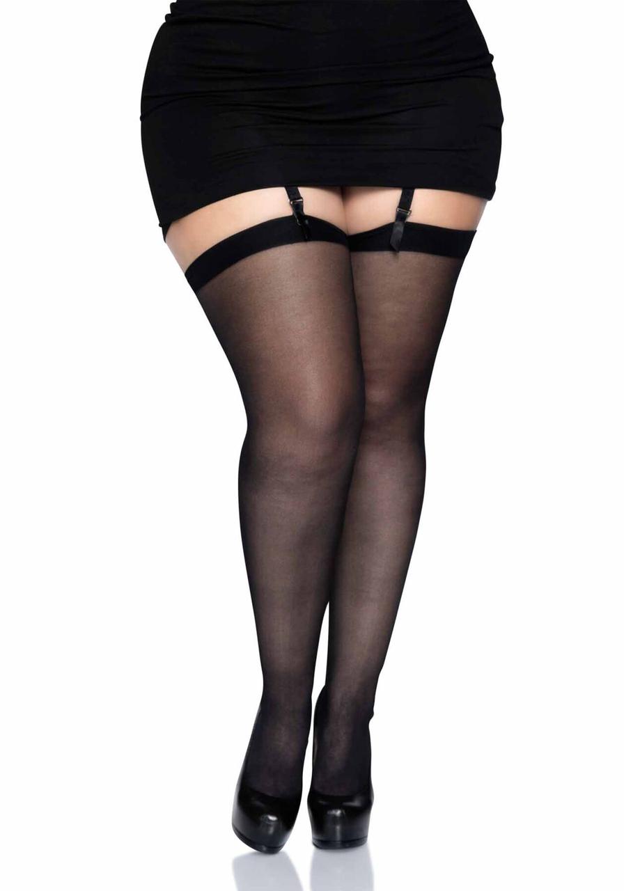 Прозорі панчохи зі швом Leg Avenue Sheer backseam stockings Black, plus size, фото 1