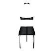 Комплект з імітацією шнурівки Nancy Set black 4XL/5XL — Passion топ, трусики та пояс для панчіх KW, фото 4