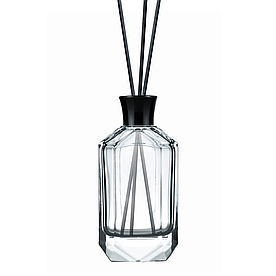 Прозорий скляний флакон для аромадифузору 100 мл "Burj" з чорною кришкою (флакон+кришка+пробка)