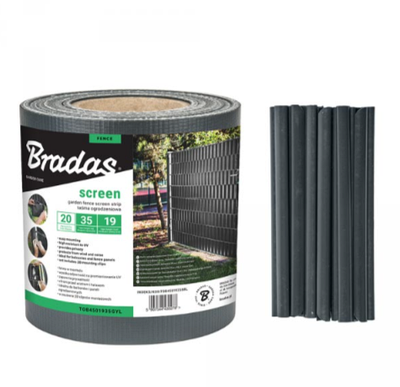 Стрічка для паркану 19 см x 35 м, 450 г/м², сіра, Bradas