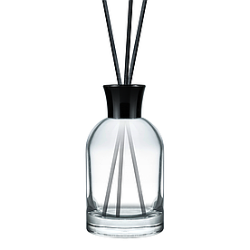 Прозорий скляний флакон для аромадифузору 100 мл "Orris" type 1 з чорною кришкою (флакон+кришка+пробка)