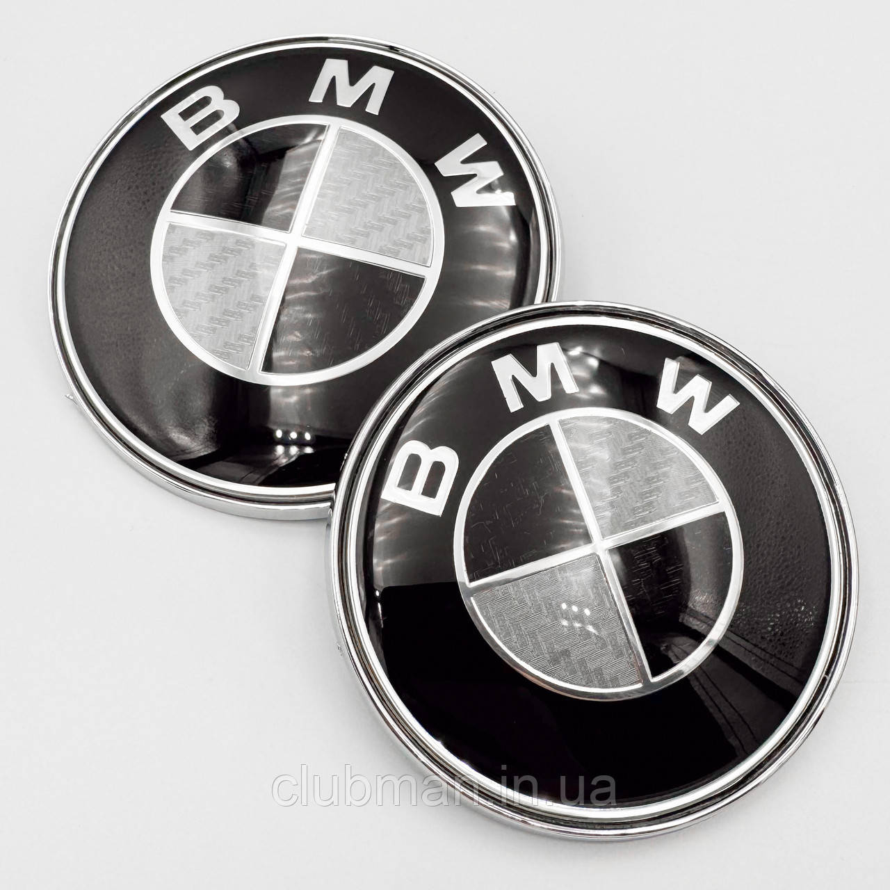Комплект емблем карбон BMW БМВ 82 мм E53 E60 E36 E34 E90 E70 на капот та багажник - комплект 2 штуки