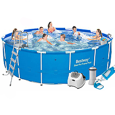 Каркасний басейн Bestway 5612U-6, 427 х 132 см (4 г/год, 3785 л/год, драбина, тент, підстилка, набір для