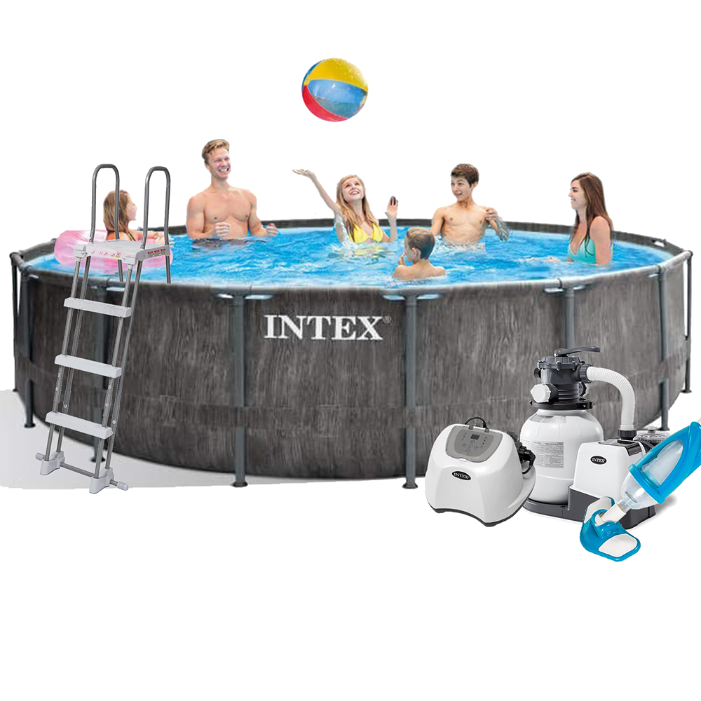 Каркасний басейн Intex 26742-11, 457 x 122 см (7 г/год, 7 900 л/год, драбина, тент, підстилка, набір для