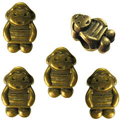 Набір 5 шт Намистини Шарми 14 мм Матрос Метал, Колір Бронза, Отвір 5 мм, Фурнітура на Біжутерію, Паракорд