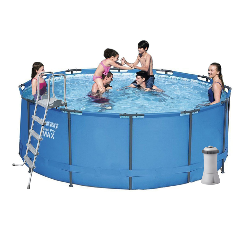Каркасний басейн Bestway 15427-5, 366 х 133 см (3 785 л/год, драбина, тент, підстилка)