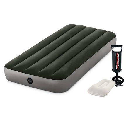 Надувний матрац Intex 64106-2, 76 x 191 x 25 см з подушкою, насосом. Одномісний, фото 1