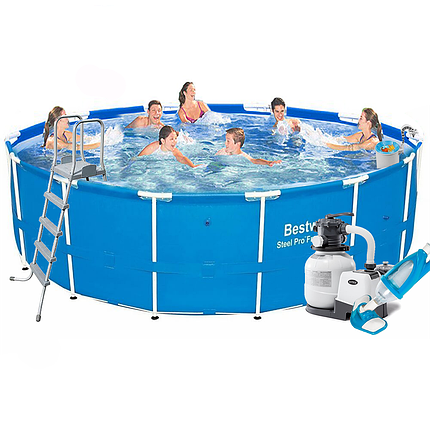 Каркасний басейн Bestway 5612U-7, 427 х 132 см (7 900 л/год, драбина, тент, підстилка, набір для догляду), фото 1