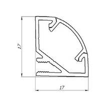 Комплект. Профіль для світлодіодної стрічки кутовий 17х17 мм ЛПУ17 Анодований, фото 2