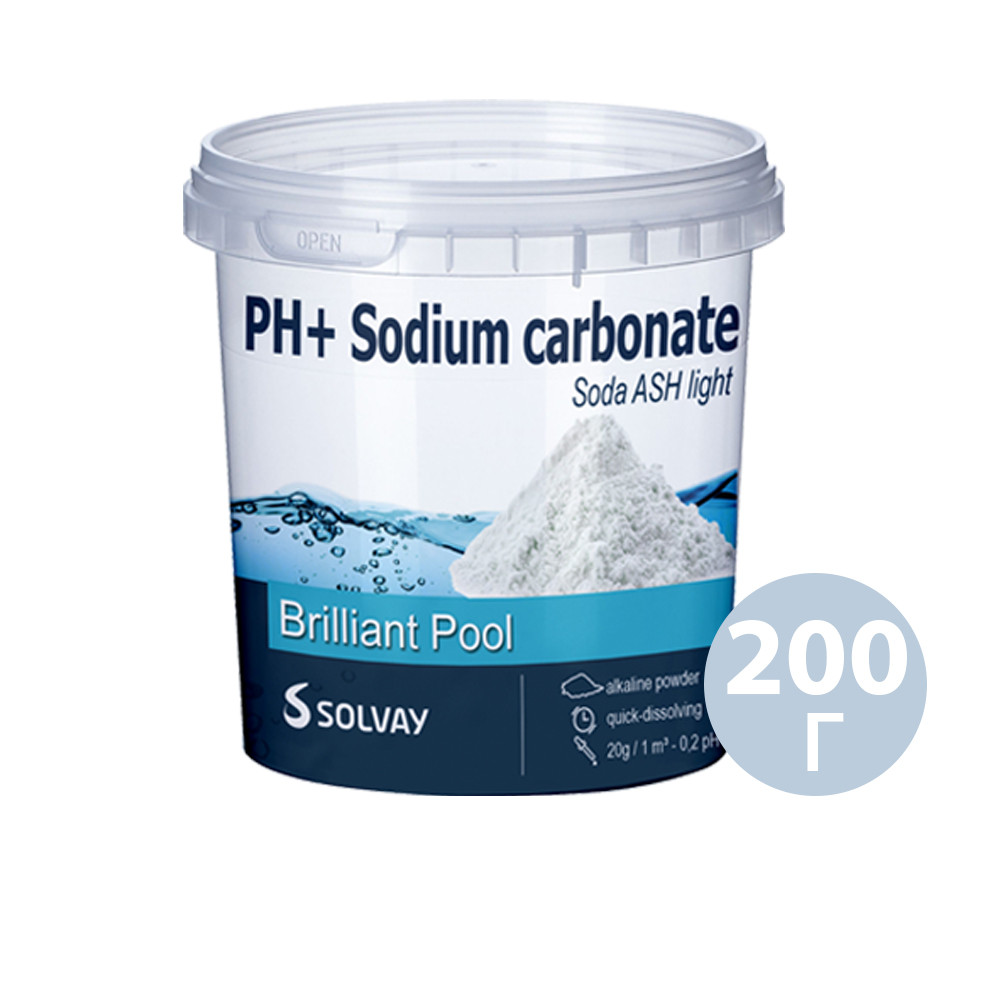 PH+ плюс для басейну Solvay 80202. Засіб для підвищення рівня pH (Німеччина) 200 г