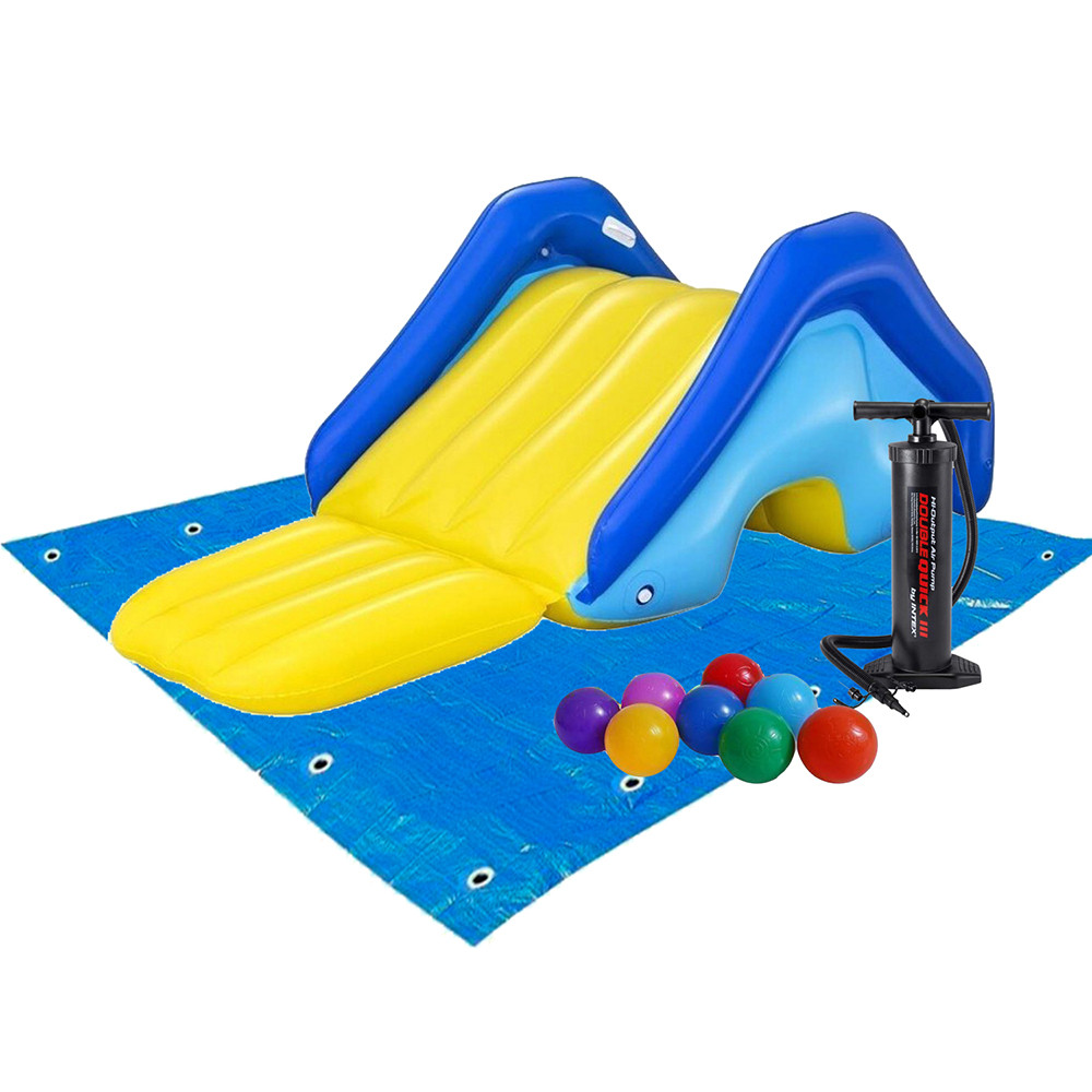 Надувний ігровий центр - водна гірка Bestway 52453-2, 247 х 124 х 100 см, з кульками 10 шт, насосом,