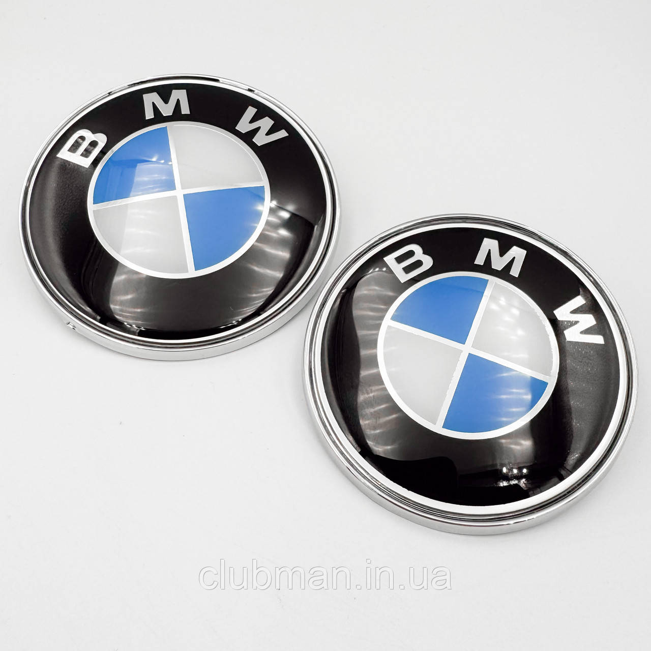 Комплект емблеми BMW (БМВ) 2х82 мм значок E53 E60 E36 E34 E90 E70 на капот та багажник - комплект 2 штуки