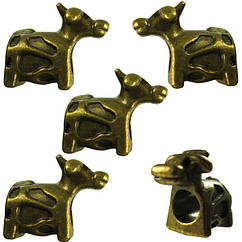 Набір 5 шт Намистини 12 мм Шарми Корівка Метал, Колір Бронза, Отвір 5 мм, Рукоділля, Шарм