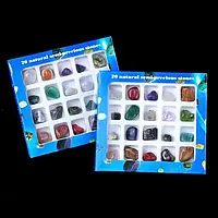 Набір натуральних каменів і скам'янілостей, самоцвіти, мінерали, 20 шт