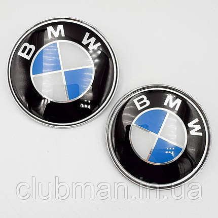 Комплект емблем БМВ (BMW) 78 та 82 мм для E39 E53 E60 E36 E34 E46 E90 E65 E66 E70 на капот багажник - - комлект 2 штуки, фото 1