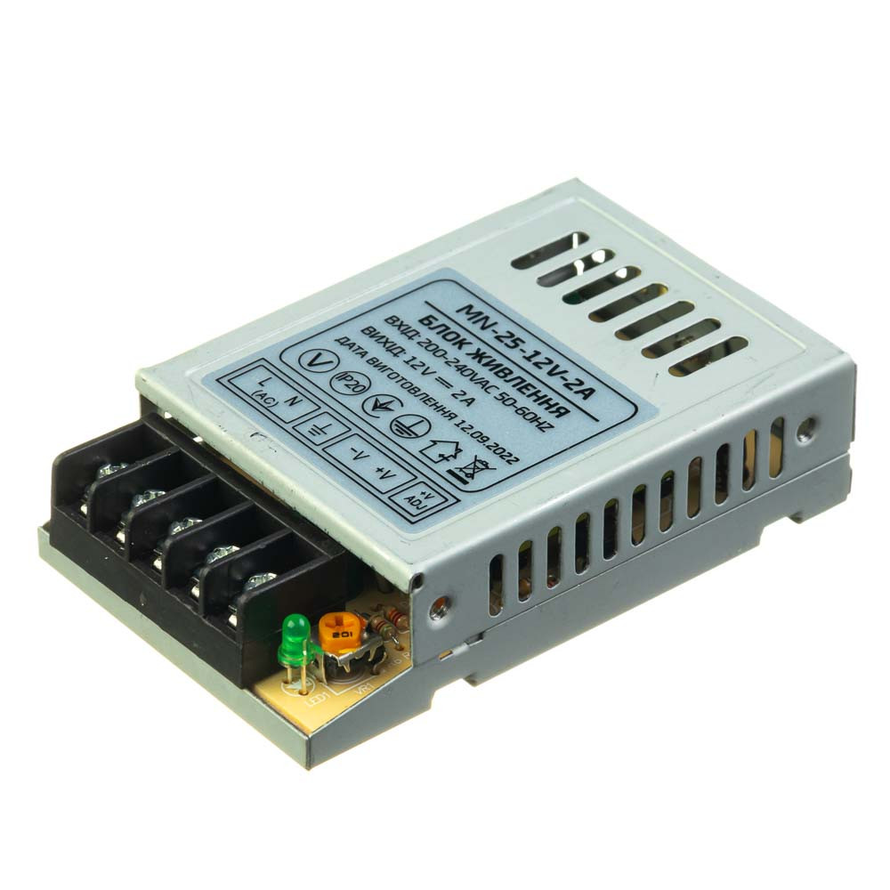 Блок живлення 12V, 25W, 2.08А, металевий корпус, IP20, MN