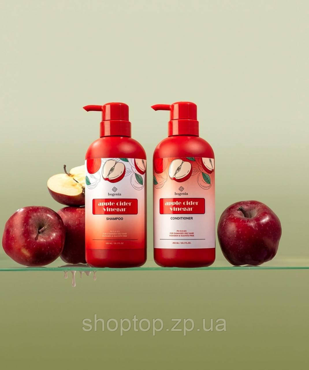 Набір Шампунь/Кондиціонер для волосся Bogenia Apple Cider Vinegar Shampoo 450ml, фото 1