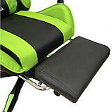 Ігрове крісло з підголівником, поперековою подушкою та підставкою для ніг KO24ZIE (зелене з чорним), фото 5