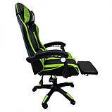 Ігрове крісло з підголівником, поперековою подушкою та підставкою для ніг KO24ZIE (зелене з чорним), фото 4