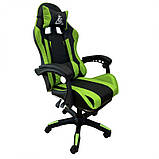 Ігрове крісло з підголівником, поперековою подушкою та підставкою для ніг KO24ZIE (зелене з чорним), фото 3