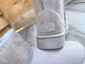 Уги бежеві екозамшеві світлі теплі зимові низькі кортінні непромокальні з лейбл UGG на п'ятці, фото 4