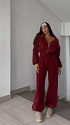 Жіночий комбез з блискавкою кольору бургунд
