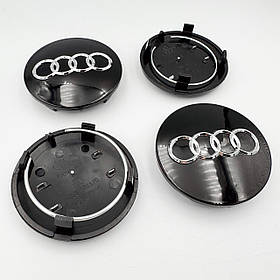 Комплект ковпачків (заглушки) в литі диски AUDI (Ауді) 68 мм Чорні (8D0601170) - комплект 4 штуки